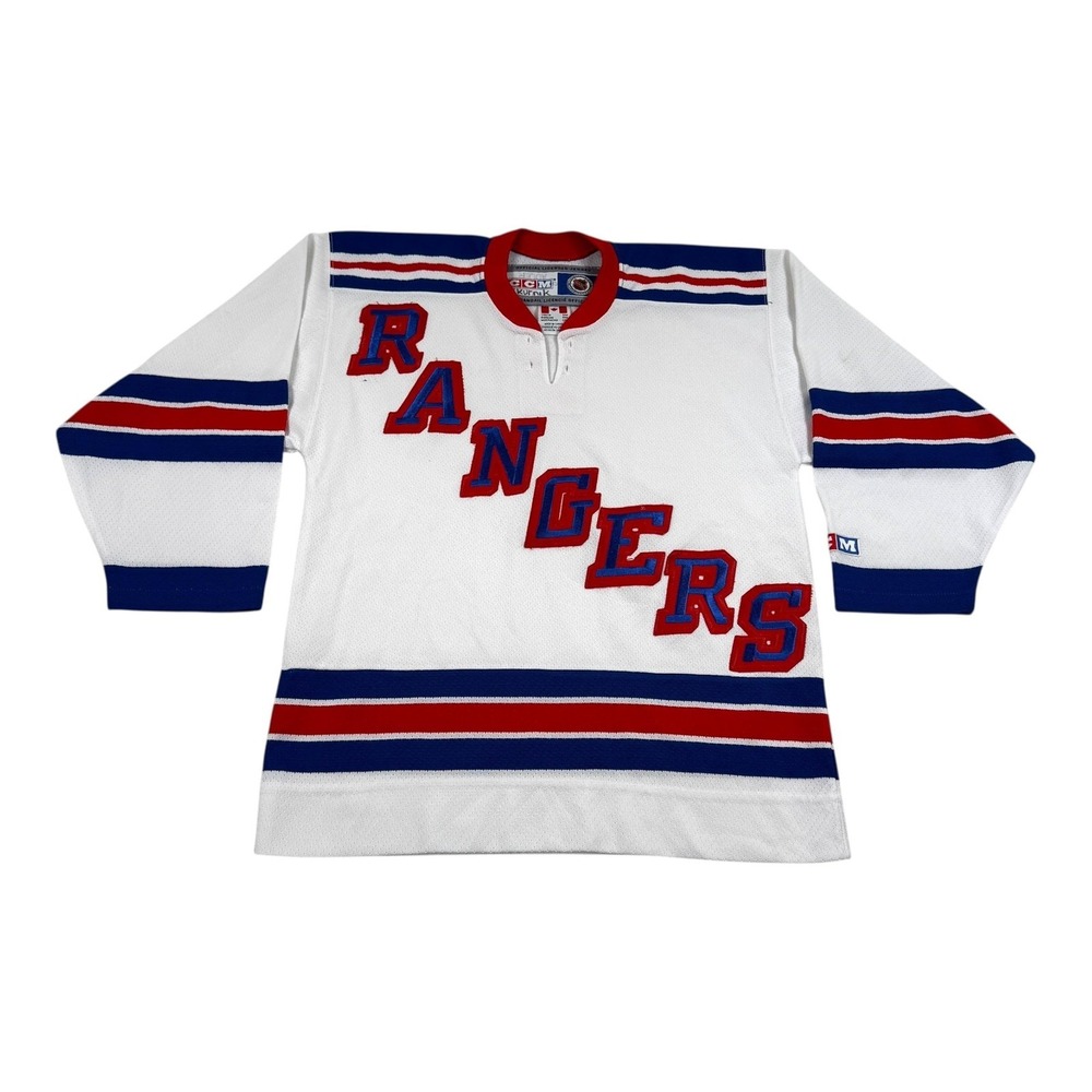 Vintage New York Rangers Jersey Youth Medium White NHL Hockey CCM Throwback
